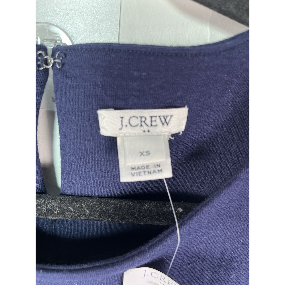 J.Crew Women's XS Navy Bell Sleeve Dress 3/4 Sleeve Shift Knit Minimalist Chic - Picture 4 of 11